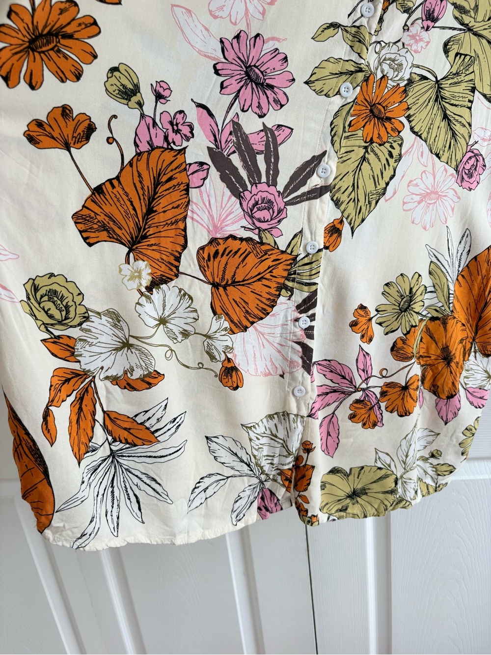 Cupshe White Orange Floral Tunic Button Shirt Cover Dress Cruise Resort Coastal - Picture 4 of 8
